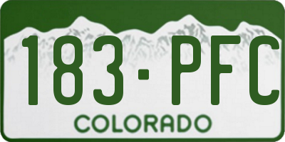 CO license plate 183PFC