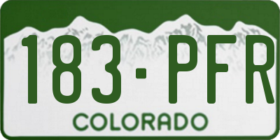CO license plate 183PFR