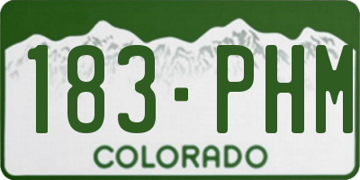 CO license plate 183PHM