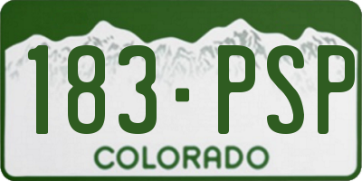 CO license plate 183PSP