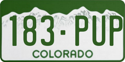 CO license plate 183PUP