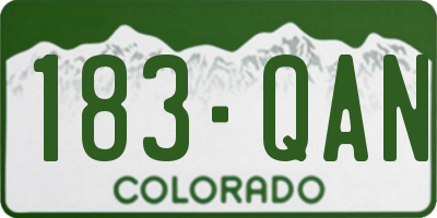 CO license plate 183QAN