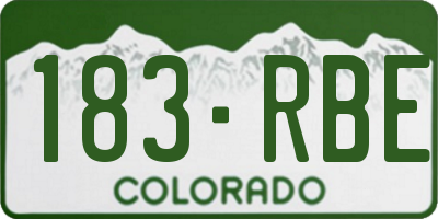 CO license plate 183RBE