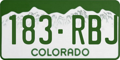 CO license plate 183RBJ