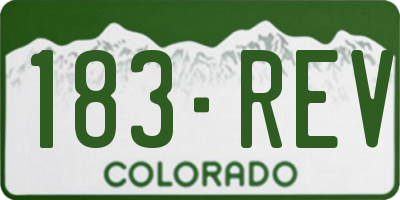 CO license plate 183REV
