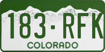 CO license plate 183RFK
