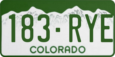 CO license plate 183RYE