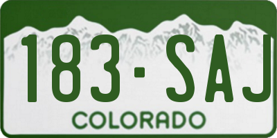 CO license plate 183SAJ