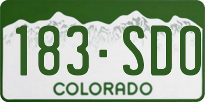 CO license plate 183SDO