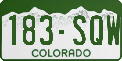 CO license plate 183SQW