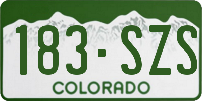 CO license plate 183SZS
