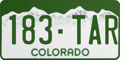 CO license plate 183TAR