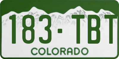 CO license plate 183TBT