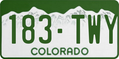 CO license plate 183TWY