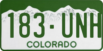CO license plate 183UNH