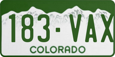 CO license plate 183VAX
