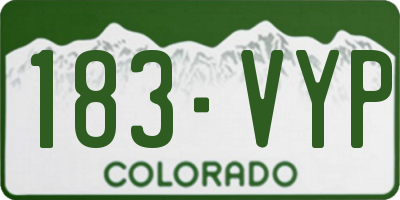 CO license plate 183VYP