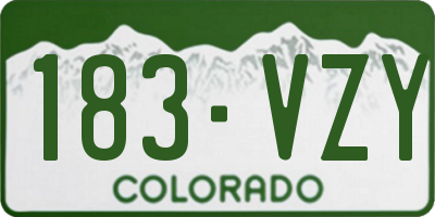 CO license plate 183VZY