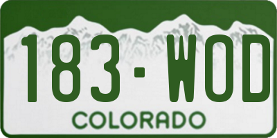 CO license plate 183WOD