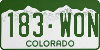 CO license plate 183WON