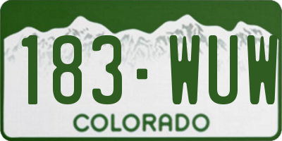 CO license plate 183WUW