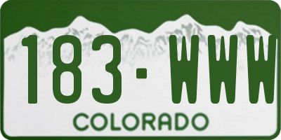 CO license plate 183WWW