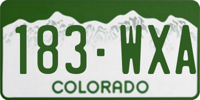 CO license plate 183WXA