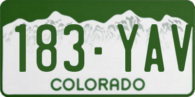 CO license plate 183YAV