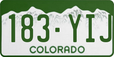 CO license plate 183YIJ