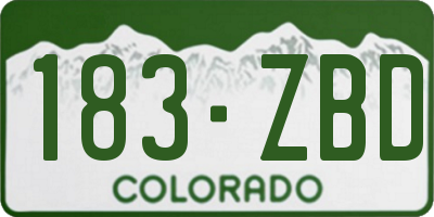 CO license plate 183ZBD