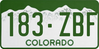 CO license plate 183ZBF