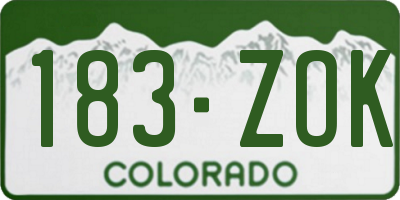 CO license plate 183ZOK