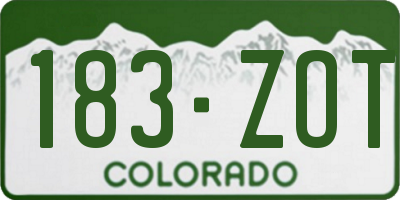 CO license plate 183ZOT