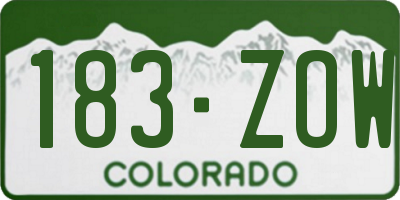 CO license plate 183ZOW