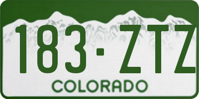 CO license plate 183ZTZ