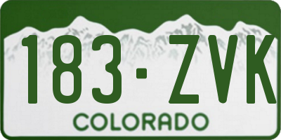 CO license plate 183ZVK