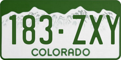 CO license plate 183ZXY
