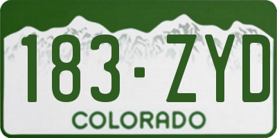 CO license plate 183ZYD