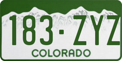 CO license plate 183ZYZ