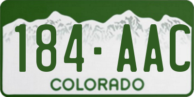 CO license plate 184AAC