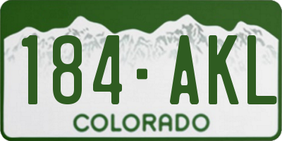 CO license plate 184AKL