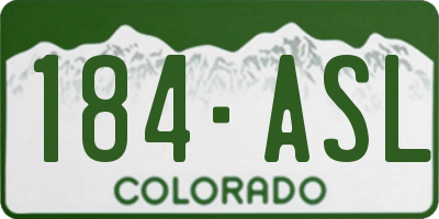 CO license plate 184ASL