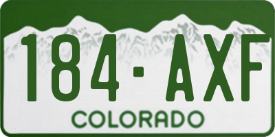 CO license plate 184AXF