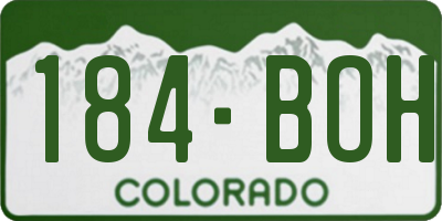 CO license plate 184BOH