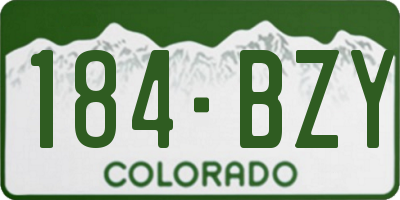 CO license plate 184BZY