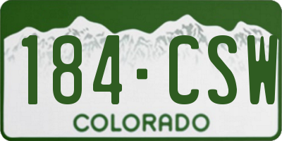 CO license plate 184CSW
