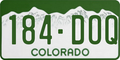 CO license plate 184DOQ