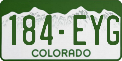 CO license plate 184EYG