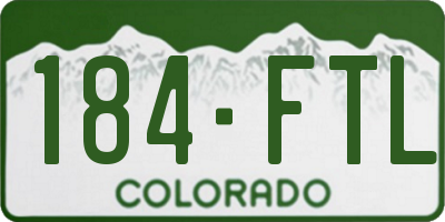 CO license plate 184FTL