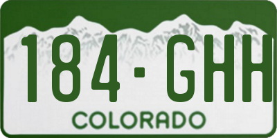 CO license plate 184GHH